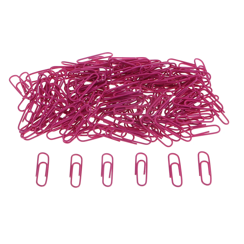 150pcs/Box Metal Paper Clips Photo Paper Clip Bookmarks Office School Stationery for Document Organizing Rose red 28x9mm