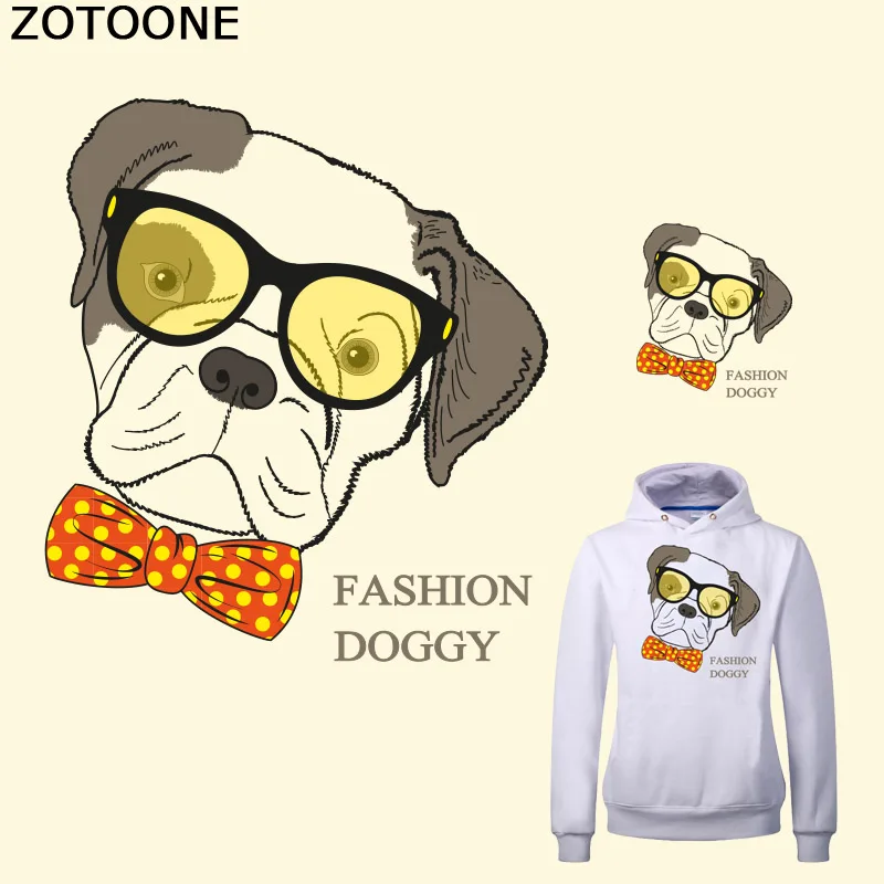 

ZOTOONE Cartoon Fashion Doggy Iron on Transfers Patches for Clothes Fabric DIY Applique Badge Hot Heat Transfer Vinyl Sticker C