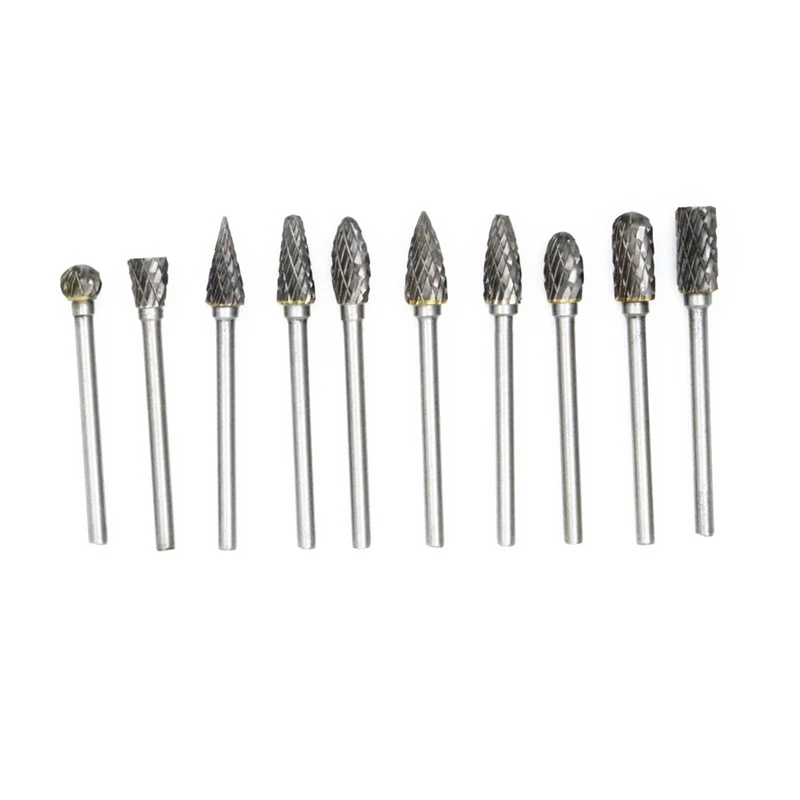 10In1 Type A-N Tungsten Steel 2.35Mm Shank Grinding Drill Tools High Quality Up to 85 Hardness For Dremel Tools