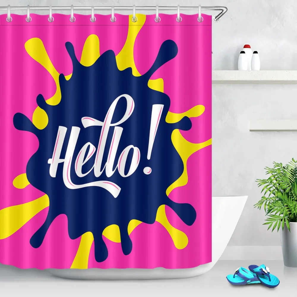 LB Funny Colorful English Slang Extra Long Waterproof Fabric Shower
