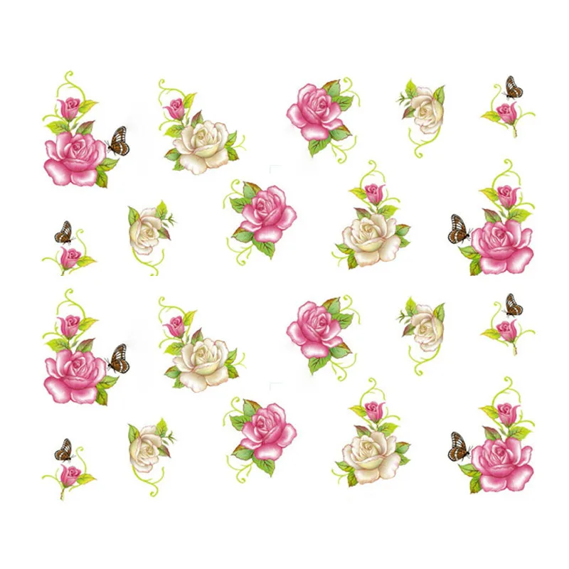 1 шт модная наклейка на ногти водная переводная наклейка цветок романтическая роза водяные знаки слайдер гель для украшения ногтей маникюр - Цвет: Зеленый
