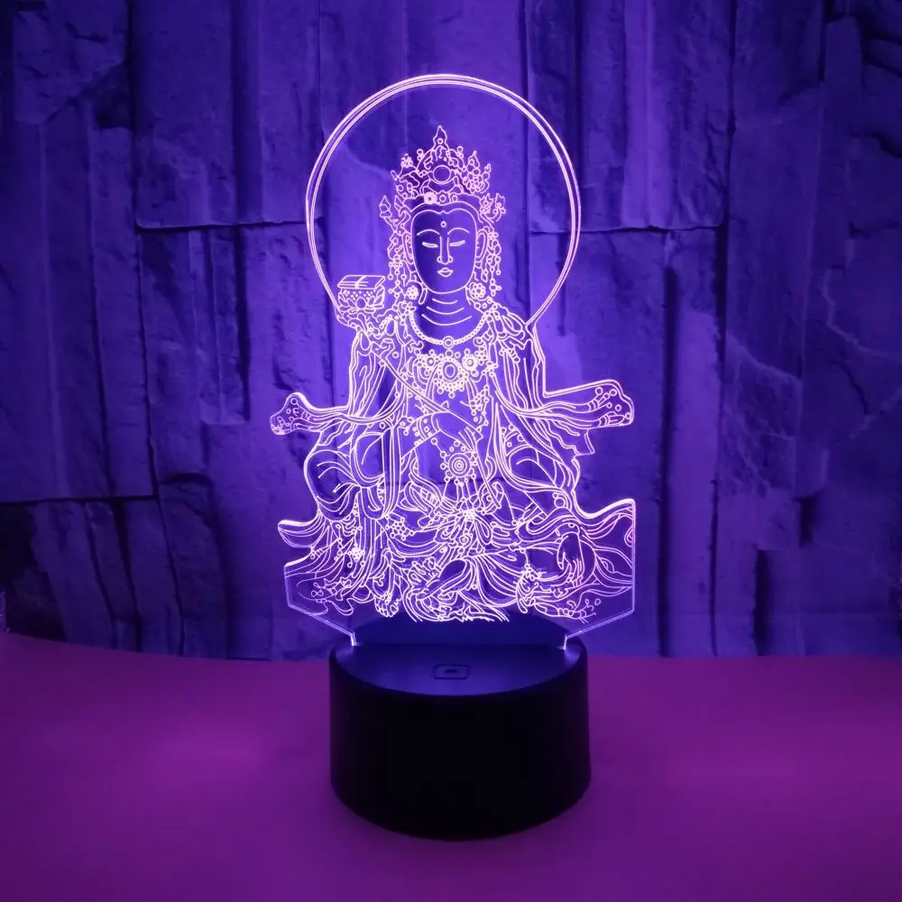 Будда 3d маленький ночной Светильник внешней торговли дистанционный сенсорный выключатель Прекрасный 7 цветов Изменение 3D лампа