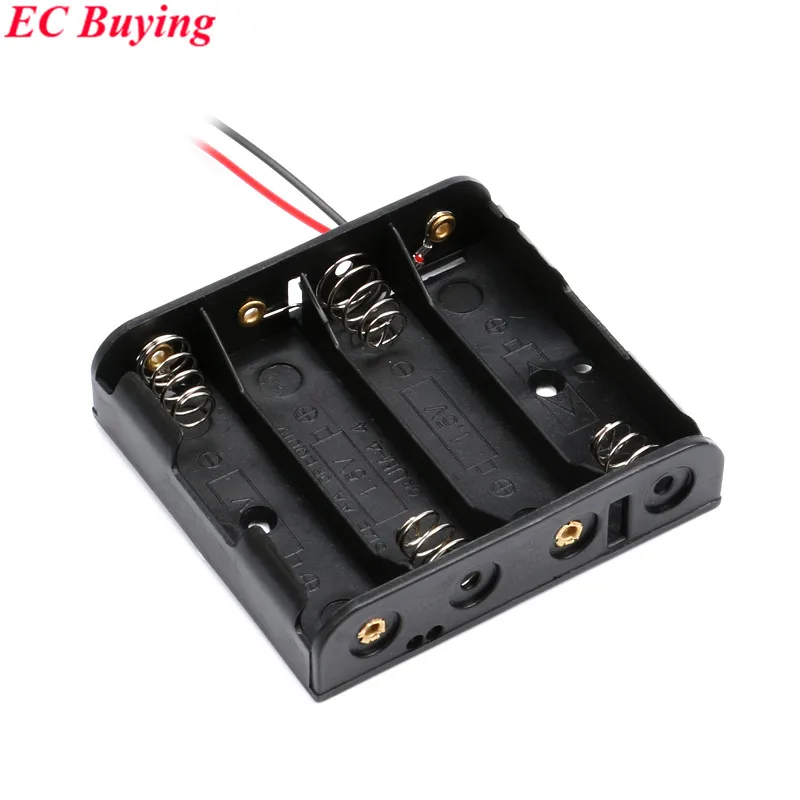 

5pcs 4 x AA Battery 1.5V Holder Case Box Black Plastic Battery With Wire Leads For DIY Experiment High Quality