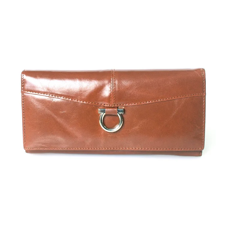

Clearance Genuine Leather Womens Wallets High Quality Oil Wax Cow Leather Long Women Wallet  purse Big Capacity Monedero Mujer