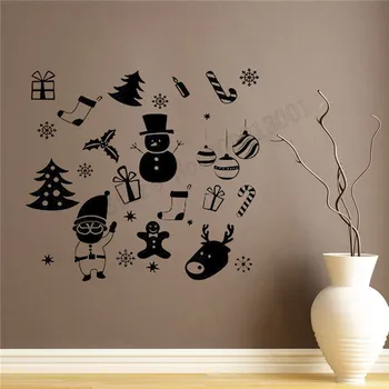 

Wall Decoration Santa's Christmas Gifts Room Sticker Vinyl Art Removeable Beauty Merry Christmas Mural Ornament LY580