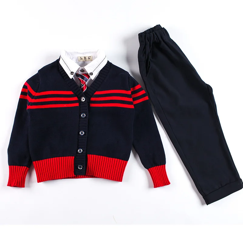 

spring new children's clothes for primary and middle school students knitted cardigan school uniform set kindergarten