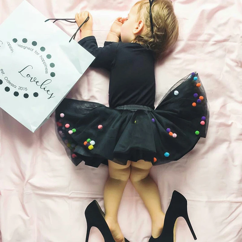 Милая юбка для девочек Летняя яркая бальная дизайнерская юбка-Пачка Детская фатиновая юбка-американка танцевальная юбка для малышей вечерние платья для выступлений - Цвет: black