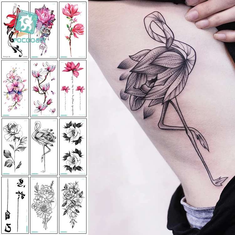 Rocooart 黒フラミンゴタトゥー花 Taty ローズフェイクタトゥー蘭蓮 Tatuagem ボディアート防水一時的なタトゥーステッカー Temporary Tattoos Aliexpress Rocooart 黒フラミンゴタトゥー花 Taty ローズフェイクタトゥー蘭蓮 Tatuagem ボディアート防水一時的なタトゥーステッカー Temporary Tattoos Aliexpress