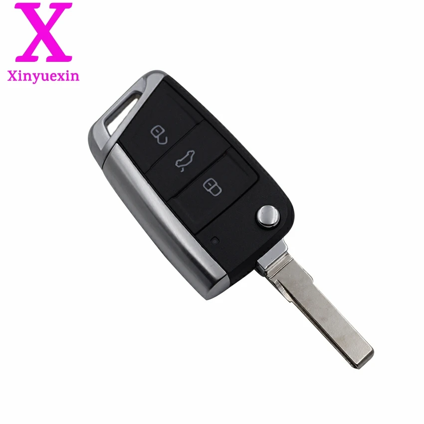 Xinyuexin Складной Дистанционный чехол для ключей FOB VW Golf 7 Skoda Octavia A7 флип 3 кнопки MK7