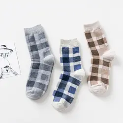 Коллекция 2016 г.; Новинка осени и зиму Для мужчин Носки для девочек светлые квадратной решетки Для мужчин в носки без пятки модные хлопковые
