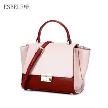 New Women Patchwork Shoulder Bags For Female Fashion Genuine Leather Bag Ladies Burgundy Tote Bag Crossbody Handbag YH111