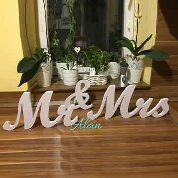 

Pure White Mr & Mrs Wedding Sign Wooden Pvc and Freestanding Wedding Letters Sweetheart Table Decoration sign