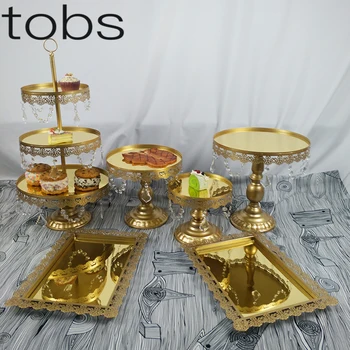 

Crystal Metal Mirror cupcake stand Electroplating Metal Grand design for wedding party dessert cake table decoration