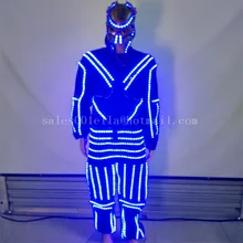 3 Sets Blue Led Luminous Ballroom Costume Clothes With Mask LED Growing Lighting Robot Suits For Event Party Supplies