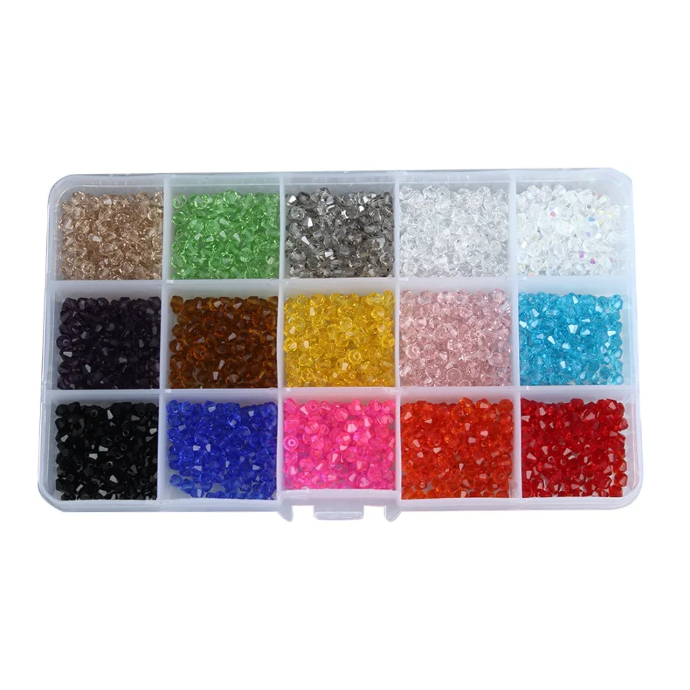 1710pcs/box 4mm Rondelle Bicone Austria Crystal Beads 15 Colors Faceted Glass Loose Spacer For DIY Jewelry Making F3436 | Украшения и