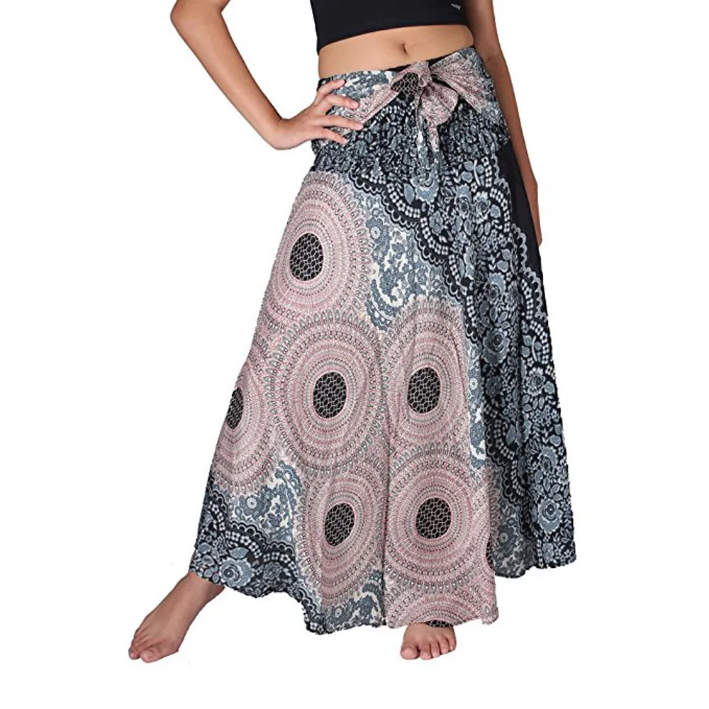 Лидер продаж, летняя Женская длинная юбка в стиле хиппи бохо, цыганские цветы, эластичная юбка с цветочным принтом, асимметричная юбка #25