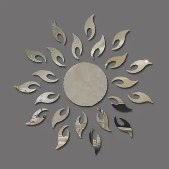 Home Decor Luxury 3D Sun flower Home Decor Bell Cool Mirrors Wall Stickers wall sticker Home Deco mirror JU25
