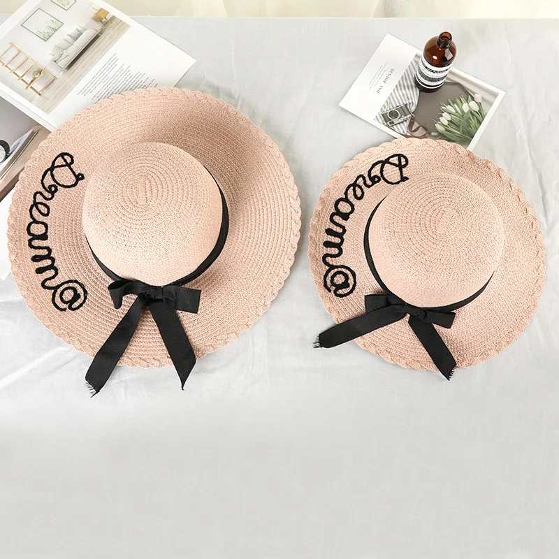 

Summer Holiday Parent-child Straw Hats Baby Sunhats Mom&daughter Hats & Caps Childrens Fold Bucket Sunhat Sun Visors For MOM&SON