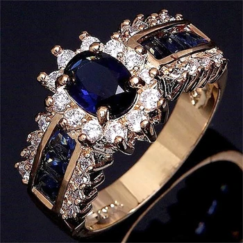 

BOAKO Fashion Purple Red Cubic Zircon Rings for Women Yellow Gold Filled Engagement Ring Wedding Band White Zircon Jewelry bague
