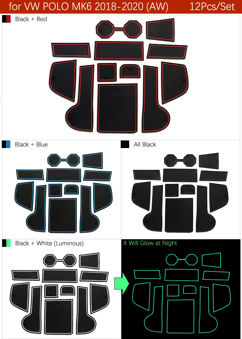 Противоскользящий коврик для телефона, слот для ворот, коврики, чашки, резиновые накладки, коврик для VW POLO MK6 Volkswagen, автомобильные аксессуары, наклейки