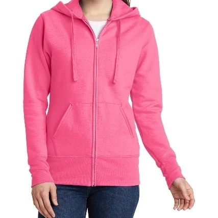 Port & Co LPC78ZH Ladies Core Fleece Full Zip Hooded Sweatshirt Neon Pink - 2XL (1)