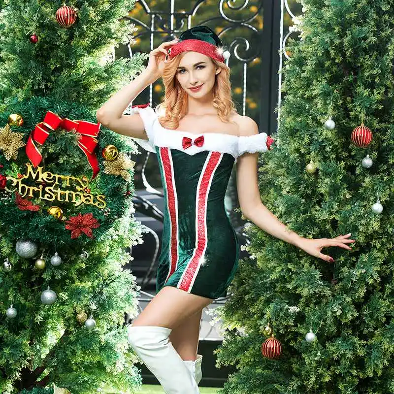 Women Christmas Costumes Erotic Sexy Christmas Dress Santa Claus 