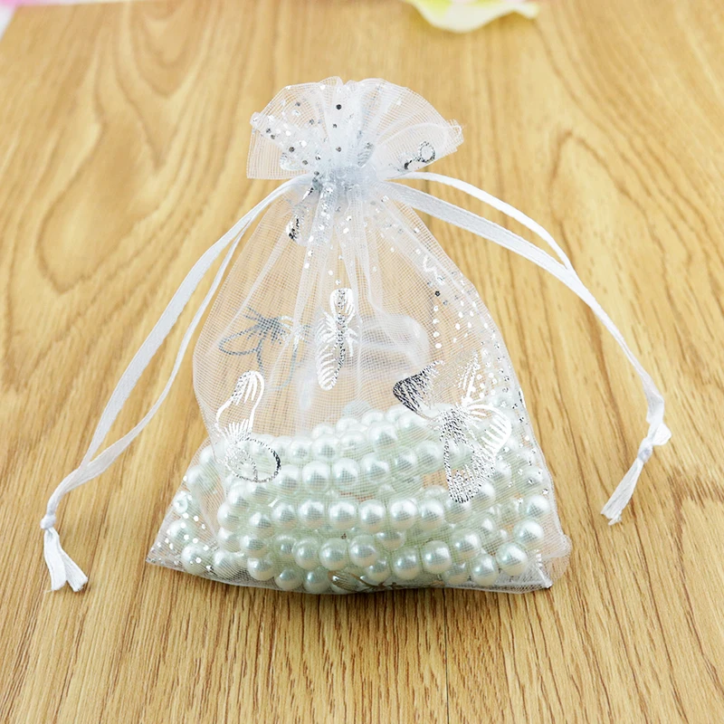 100pcs/lot Wholesale White Organza Bags 11x16cm Wedding