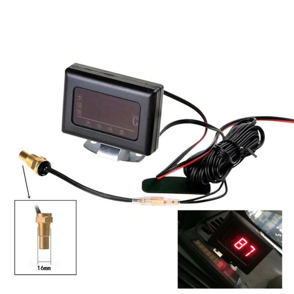 16mm 12/24v Universal Car Digital Water Temperature Gauge Kit Temp