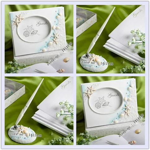 Beach Theme Summer Destination Sea Shell And Star Wedding Guest Book