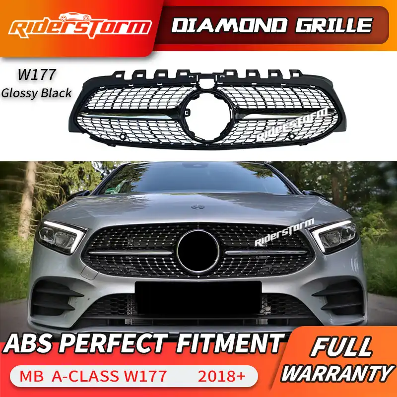 HIGH FLYING per Classe A W177 AMG Line BJ 2019 Esterno griglia Anteriore radiatore Decorazione 2 Pezzi ABS plastica
