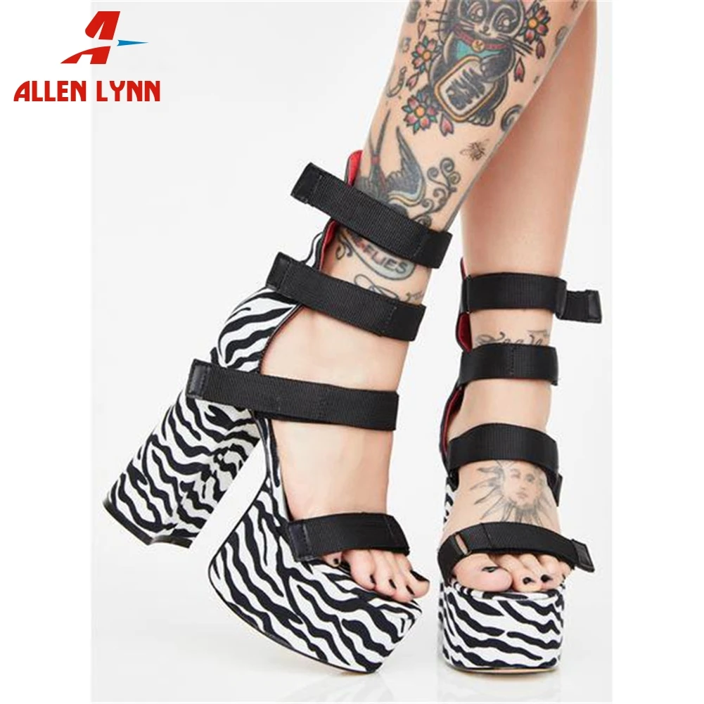 

ALLENLYNN New Arrivals 2019 Hot Sale Peep Toe Summer Sandals Woman Shoes hook&loop Platform INS Shoes Woman Sandals Lady Shoes