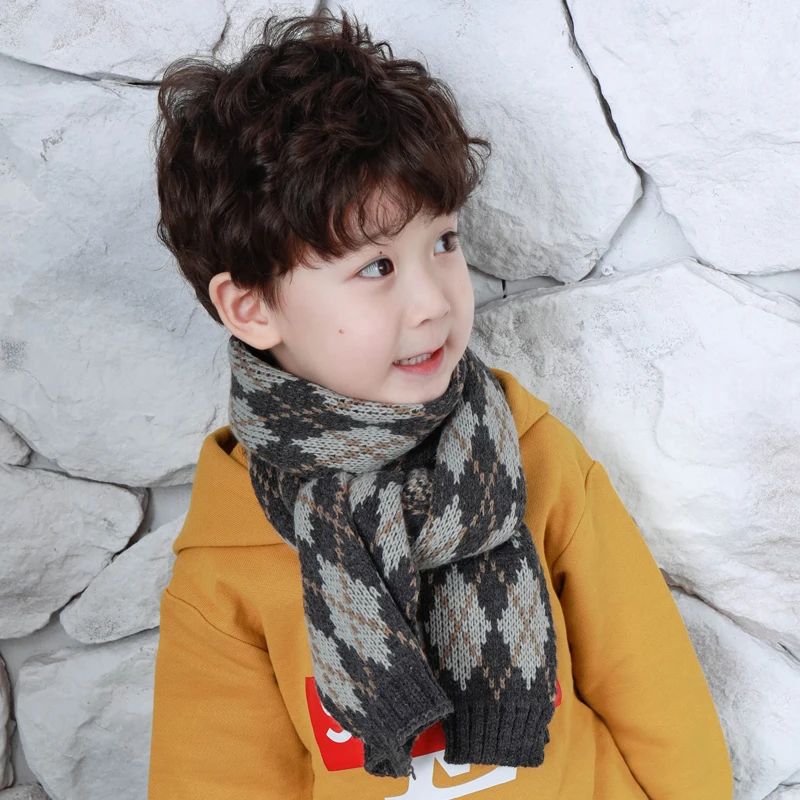 2018 Plaid Scarf Children Thick Baby Neck Warm Scarves Boy Girl Knitted