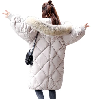 

2019 Warm Hooded Fur Collar Cotton Long Parka Big Size Winter Jacket Women Coat Thick Cotton Padded Wadded Inverno Casaco CM1019