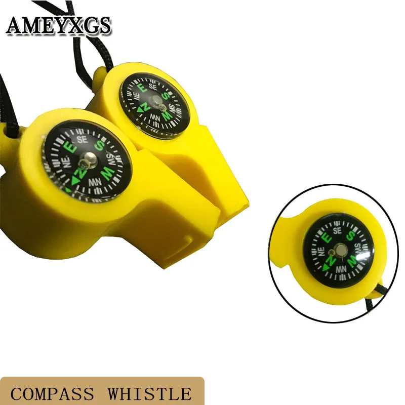 

1pc Outdoor Sports Compass Whistle Wild Camping Survival Tool Emergency Survival Whistle Jungle Rescue Multi-function Whistle