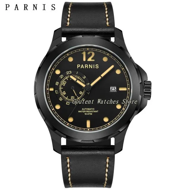 

44mm Parnis Sapphire Glass Black Dial Luminous PVD Miyato Automatic Men's Watch