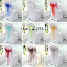 100 шт., органза, стул с поясом, банты, Свадебная вечеринка, Рождество, банкет, Декор, изящная ткань органза, 18 см x 275 см