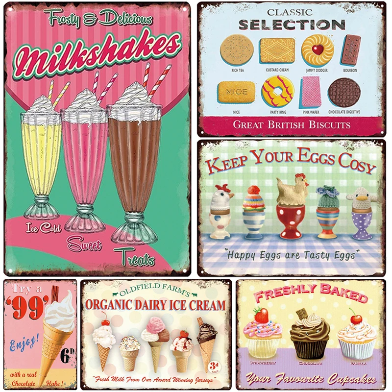 

Milkshakes Metal Vintage Ice cream Metal Sign Tin Sign Decoration Metal Poster Home Bar Pub Vintage Posters