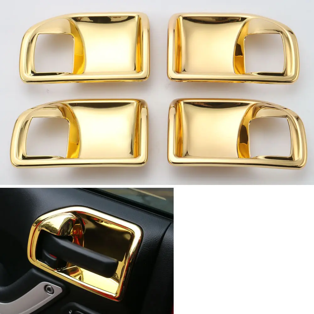 BBQ@FUKA Gold/Red/Black 4x Car Inner Handle Bowls Cover Trim Frame Styling Sticker Fit For Jeep Wrangler 2011-2016 4 Doors | Автомобили и