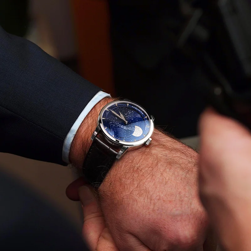 AGELOCER Moonphase ووتش خمر سويسرا الفاخرة العلامة التجارية رجل الساعات الياقوت بلوغ السلطة 80 ساعة الميكانيكية ووتش 6404A1