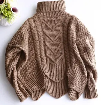 

Autumn and winter turtleneck sweater loose new irregular twist fashion women pullovers