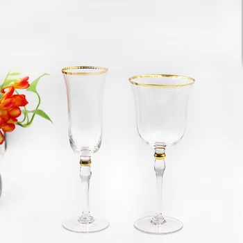 

Lead-free crystal wine Goblet glass luxurious gold rim glass cup home drinkware goblet Party wine cup champagne glass