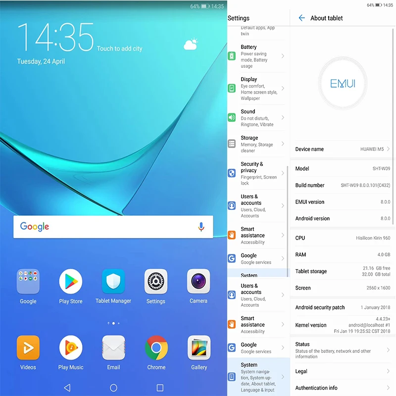 Huawei Mediapad M5 8 4 дюймовый планшет с восьмиядерным процессором Kirin 960 ОЗУ Гб ПЗУ 64 ГБ 4G
