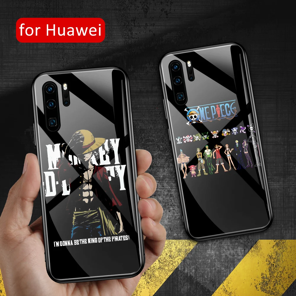Новый чехол для Huawei P20 lite цельный стеклянный с аниме Луффи P9 P10 Plus P30 Pro | Мобильные