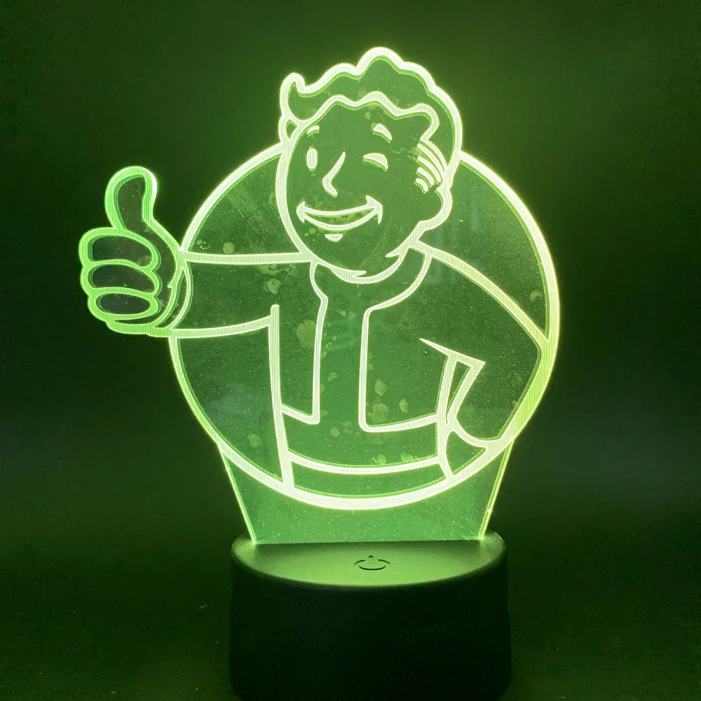 3d светодиодный ночной Светильник для игры Fallout Shelter, меняющий цвет, Ночной светильник, подарок для детей, украшение для детской спальни, настольная лампа, 3d прикроватная