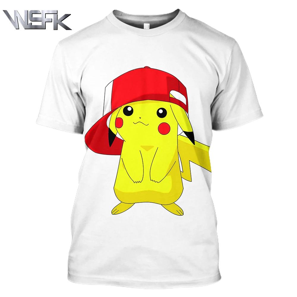 

WSFK men and women sports short-sleeved T-shirt Pokemon anime 3D printing Harajuku casual Sweatshirt streetwear
