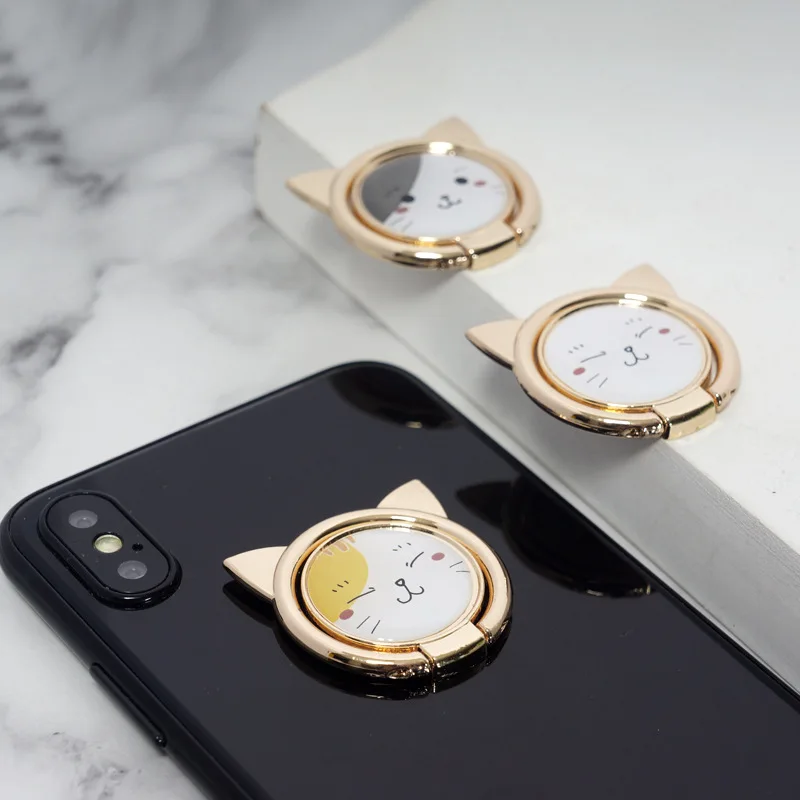 Кошка кольцо на палец для мобильного телефона держатель для iPhone XS Max X SE 8 7 plus мультфильм Стенд для samsung S8 Xiaomi Mi 8; Цвета: белый, оранжевый