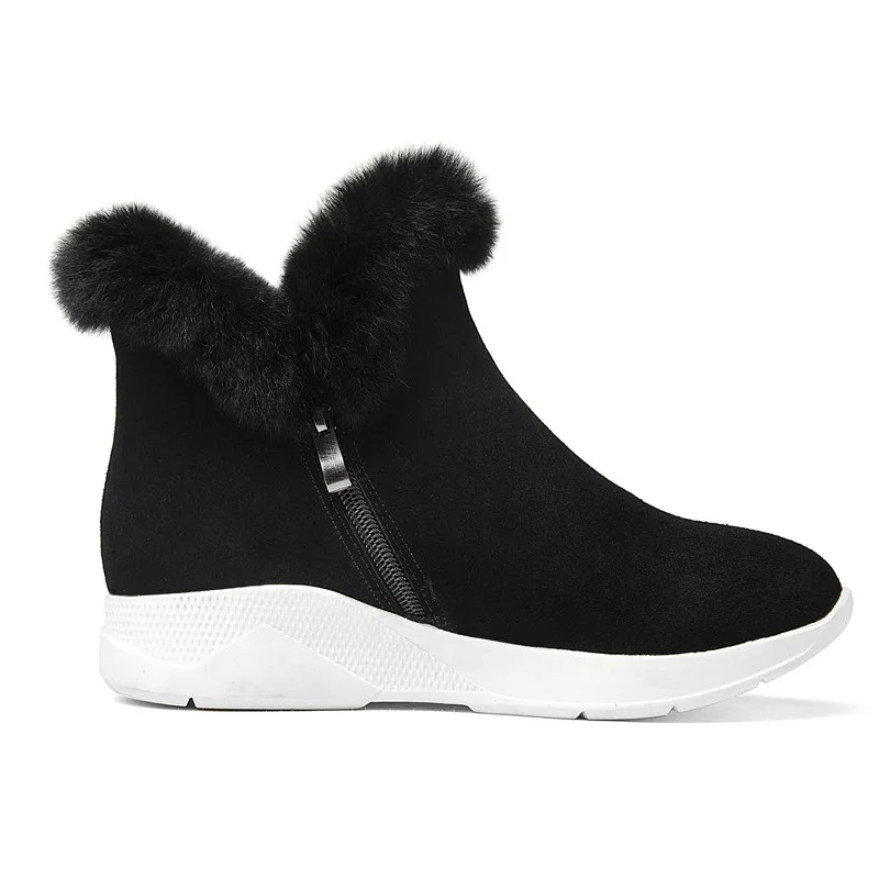 Nobuk Forrado 2018 Mujer Piel Nieve De Zapatillas Real Cálido Plataformas Black brown Invierno Boots Cuero Botines Boots Botas Conejo Ankle Snickers Ew4xpq