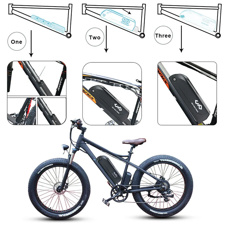 Батарея eBike 52V 48V 15Ah samsung 21700 5000mAh литиевая батарея для 1500W 750W переднего/среднего/ступичного мотора электровелосипеда