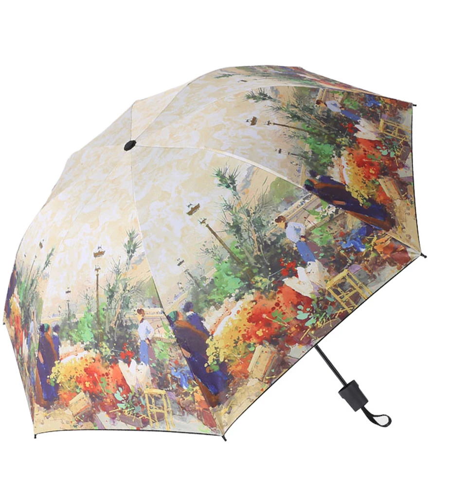Yesello, картина маслом, складной зонт для женщин, зонт от солнца, инновационный, Сверхлегкий, Карманный Зонт, складной, непродуваемый зонтик - Цвет: Многоцветный