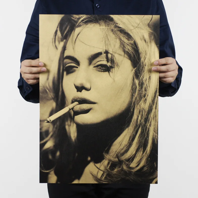

Angelina Jolie / Hollywood actor film star/kraft paper/Cafe/bar poster/ Retro Poster/decorative painting 51x35.5cm Free shipping